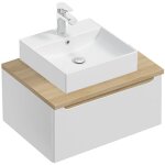 Petits - meubles - meuble simple vasque 60cm 1 tiroir livia blanc et bois