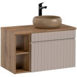 Meuble simple vasque 80cm 2 niches zelie cachemire et bois