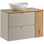 Meuble simple vasque 80cm 2 tiroirs 1 porte manoa cachemire et bois