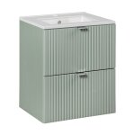 Meuble simple vasque encastr�e 50cm 2 tiroirs jade vert
