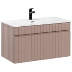 Meuble simple vasque encastre 80cm zelie rose