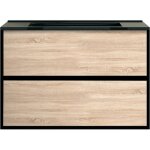 Essebagno - meuble simple vasque indus effet ch�ne et noir mat