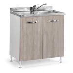Meuble sous vier avec 2 portes et vier inclus couleur orme 80 cm
