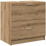 Vidaxl ? meuble sous vasque simple en bois d'ing�nierie ? ch�ne artisanal ? dimensions 59x37x59 cm ? ...