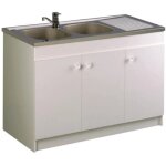 [jamais utilise] meuble sous - �vier de cuisine aquarine sesame 3 portes m�lamin� blanc l120cm - 200338 ...