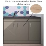 Meuble sous - �vier neova d�cliq d�co 3 portes d�cor ch�ne naturel l120cm pour buanderie ou cuisine - ...