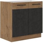 Meuble sous vier rock - mlamin dcor chene lancelot et gris matera - 1 porte - l80 x h82 cm