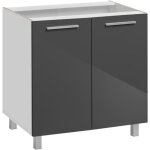 Meuble sous vier  salma  - gris graphite / blanc - l 80 x h 81 cm - livraison gratuite