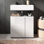M&s - meuble sous lavabo 2 portes 60x32x56 cm blanc brillant - varka