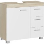 Meuble sous lavabo, 3 tiroirs lat�raux, 2 cases derri�re la porte, avec pieds, 30 x 70 x 64 cm, blanc ...
