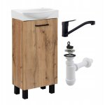 Stamar - meuble sous lavabo 40 cm - chêne craft - robuste et Élégant - avec robinet noir rotatif Stamar - meuble sous lavabo 40 cm - chêne craft - robuste et Élégant - avec robinet noir rotatif