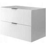 Meuble sous - lavabo 80cm blanc mat l / h / p 80 / 57 / 46cm 2 tiroirs softclose armoires de salle de ...