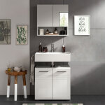 Meuble sous lavabo + armoire de toilette blanc brillant et gris - copa
