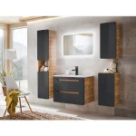 Otitec - meuble sous lavabo - chne artisanal dor et noir mat - l60 - h59 - p46 - arriba + plan de vasque ...