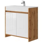 Vicco - meuble sous - lavabo lemgo, chêne de force doré, 2 pièces Vicco - meuble sous - lavabo lemgo, chêne de force doré, 2 pièces