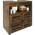 Meuble sous lavabo relaxdays, h x l x p : 63 x 60 x 30 cm, 2 compartiments, mdf, meuble de salle de bain, ...