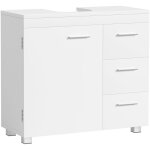 Meuble sous lavabo, 3 tiroirs lat�raux, 2 cases derri�re la porte, avec pieds, 30 x 70 x 64 cm, blanc ...