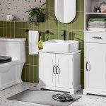 Meuble sous lavabo salle de bain 60 cm, petit armoire de rangement sous vier avec tagres rglables, ...