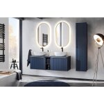 Otitec - meuble sous lavabo de salle de bain - bleu indigo - l80 - h46 - p45, 6 - klaus + plan de vasque ...