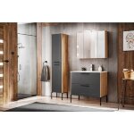 Otitec - meuble sous lavabo de salle de bain - ch�ne artisan et graphite - l120 - h61 - p46 - modern ...