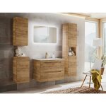 Otitec - meuble sous lavabo de salle de bain - chne artisanal dor - l80 - h59 - p46 - arriba + plan ...