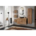 Meuble sous lavabo de salle de bain - gris roche et chne wotan - l100 - h57 - p46 - luxilo + plan de ...