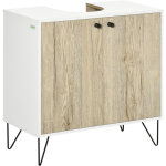 Meuble sous lavabo salle de bain - kleankin - 2 portes - pieds en acier - panneau de particules - 60x30x60cm ...