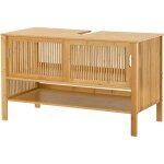 Meuble sous lavabo salle de bain rangement design bambou 60 x 100 x 45 cm naturel