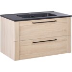 Meuble sous - vasque avec lavabo en bois d'ingénierie 80 x 47 cm marron clair tarija Meuble sous - vasque avec lavabo en bois d'ingénierie 80 x 47 cm marron clair tarija