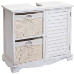 Dcoshop26 - meuble sous lavabo sous - vasque avec tiroirs panier en bois blanc vieilli 60x65x31 cm 040007844 ...