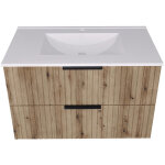 Meuble sous - lavabo avec vasque veppenssan 81 x 47 x 52 cm effet ch�ne [en. casa]