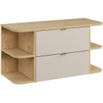 Meuble sous - vasque 100cm niches arrondies plan de toilette azel cachemire et bois