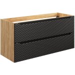 Petits - meubles - meuble sous - vasque 120cm 2 tiroirs elora noir et bois