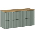 Petits - meubles - meuble sous - vasque 120cm 4 tiroirs plan de toilette jade vert et bois