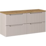 Meuble sous - vasque 120cm 4 tiroirs plan de toilette riva cachemire et bois