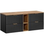 Petits - meubles - meuble sous - vasque 140cm 2 niches adriel noir et bois