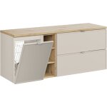 Petits - meubles - meuble sous - vasque 140cm 3 niches panier  linge alba cachemire