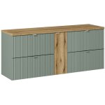 Meuble sous - vasque 140cm 4 tiroirs plan de toilette jade vert et bois Meuble sous - vasque 140cm 4 tiroirs plan de toilette jade vert et bois