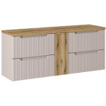 Petits - meubles - meuble sous - vasque 140cm 4 tiroirs plan de toilette riva cachemire et bois