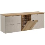 Petits - meubles - meuble sous - vasque 160cm 4 tiroirs panier � linge manoa cachemire et bois
