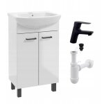 Stamar - meuble sous - vasque 50 cm - blanc brillant - design moderne - �tag�res pratiques