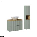 Otitec - meuble sous vasque - 80 cm - avec plan - vasque  poser - colonne - cube - roseau