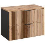 Petits - meubles - meuble sous - vasque 80cm plan de toilette gaia bois et noir