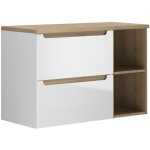 Petits - meubles - meuble sous - vasque 90cm 2 niches livia blanc et bois Petits - meubles - meuble sous - vasque 90cm 2 niches livia blanc et bois