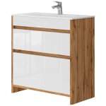 Vicco - meuble sous vasque detmold, chêne de force doré, 2 parties, meuble bas 80 cm Vicco - meuble sous vasque detmold, chêne de force doré, 2 parties, meuble bas 80 cm