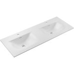 Meuble sous vasque double avec lavabo, 120 cm, finition blanche mate, en c�ramique, design moderne et ...