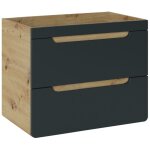 Meuble sous vasque erbano ? 70 cm ? 2 tiroirs ? ch�ne clair et gris anthracite ? design suspendu