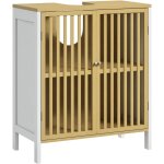 Meuble sous vasque homcom 2 portes avec �tag�re r�glable armoire de rangement pour lavabo 60 x 30 x 70 ...