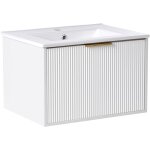 Meuble sous - vasque avec lavabo en bois d'ingnierie 60 cm rangement salle de bain avec poigne dore ...