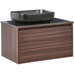 Meuble sous - vasque avec lavabo mural en bois d'ingénierie mdf armoire de salle de bain 80 cm marron ... Meuble sous - vasque avec lavabo mural en bois d'ingénierie mdf armoire de salle de bain 80 cm marron ...